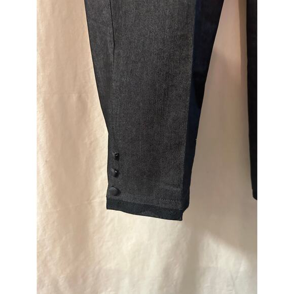 Larry Levine Stretch Ankle Trousers – Size 12 – Lace Trim Pocket + Button Hem - Picture 2 of 6